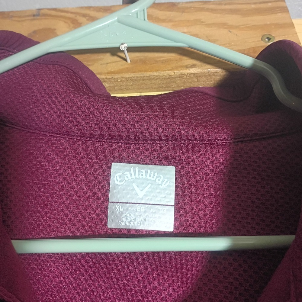 Callaway Quarter Zip Pullover, Mens XL Burgundy Textured Golf Sweater - Picture 7 of 16